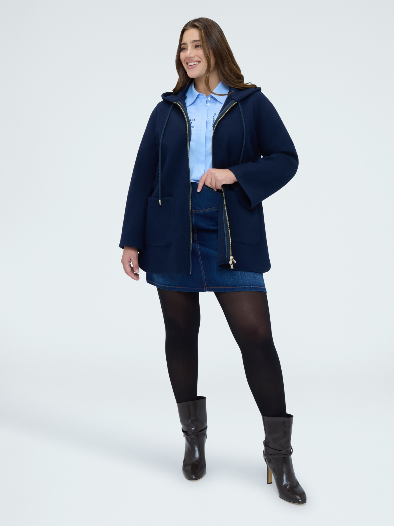 A-line denim mini skirt image number 3