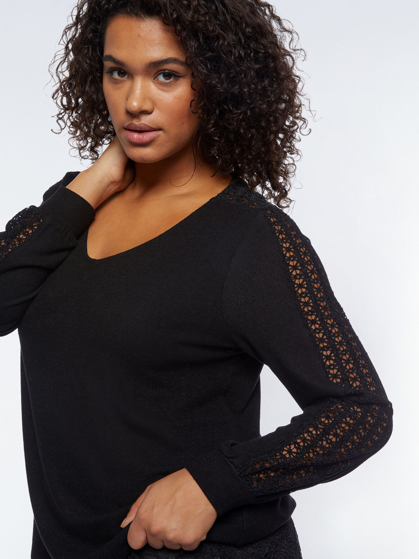 T-Shirt Donna Nera con Tagli alle Maniche - RED by EMP