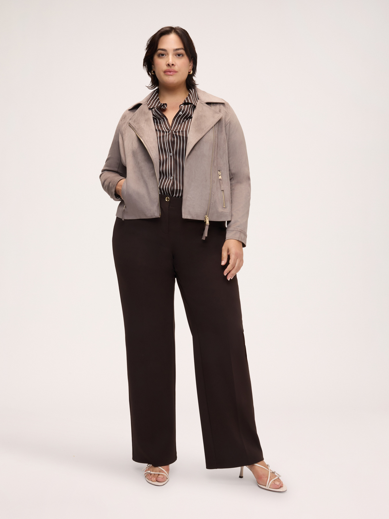 Biker jacket in soft touch fabric image number 2