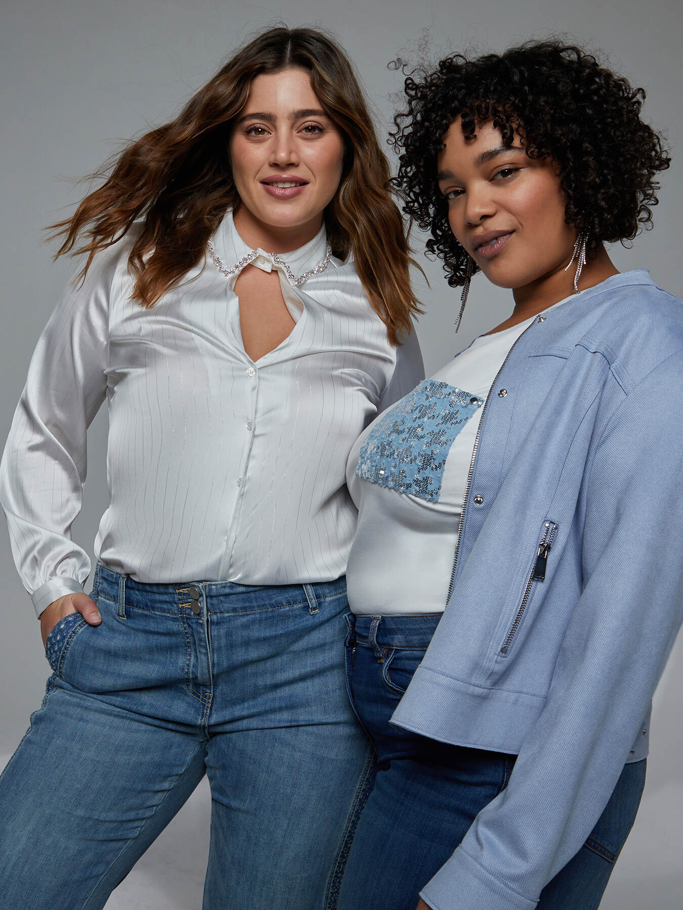 Camicia con cut out a goccia e colletto ricamato image number 1