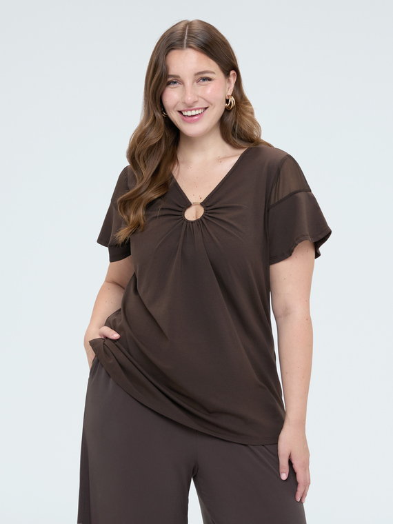 T-Shirt aus Jersey mit Ring und Drapierung
