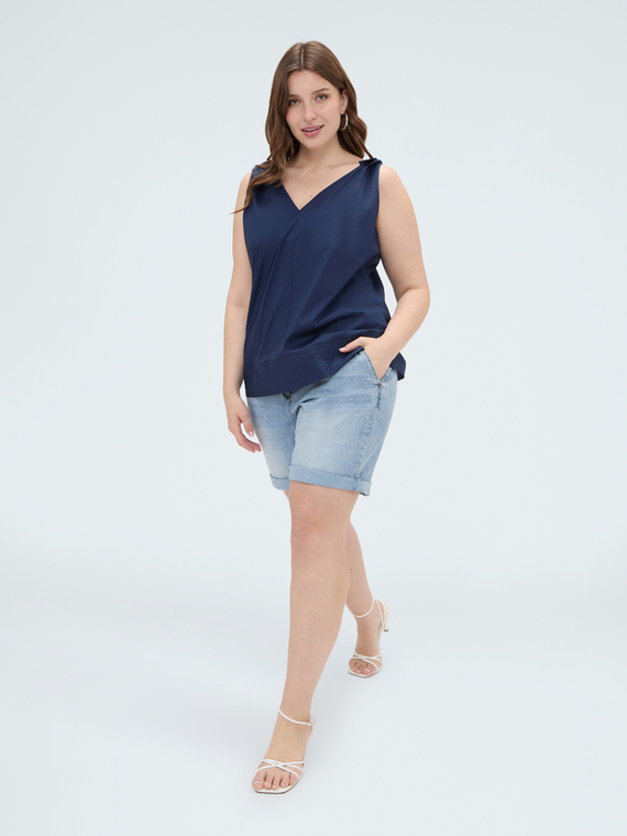 Top in cotone con nodi a fiocco sulle spalle