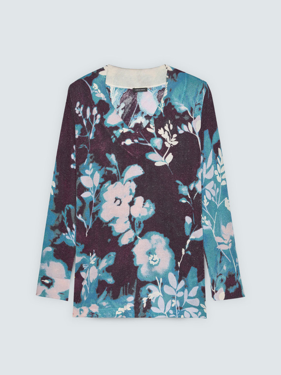 Viscose blend sweater with floral print