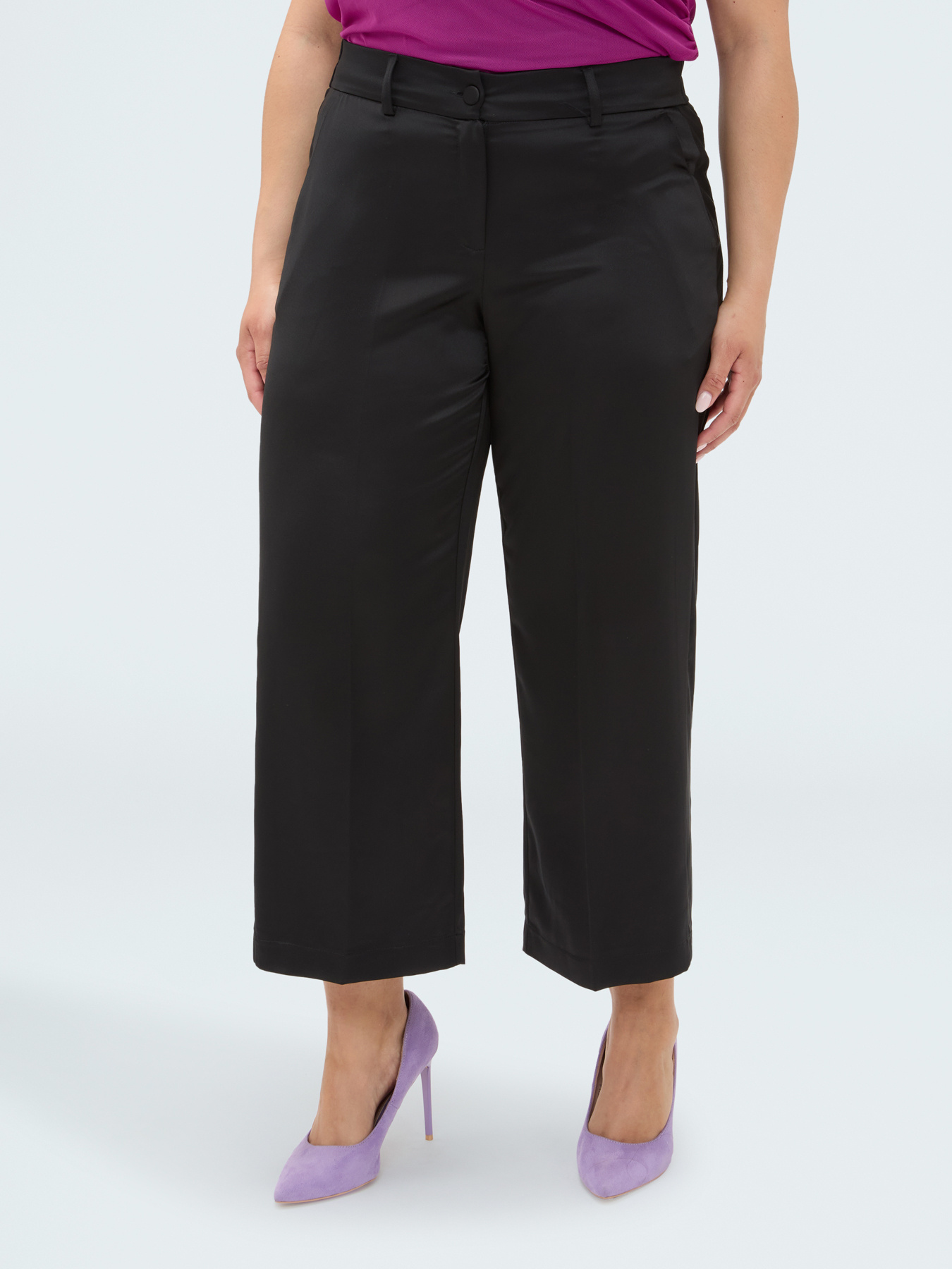 Cropped satin trousers image number 0