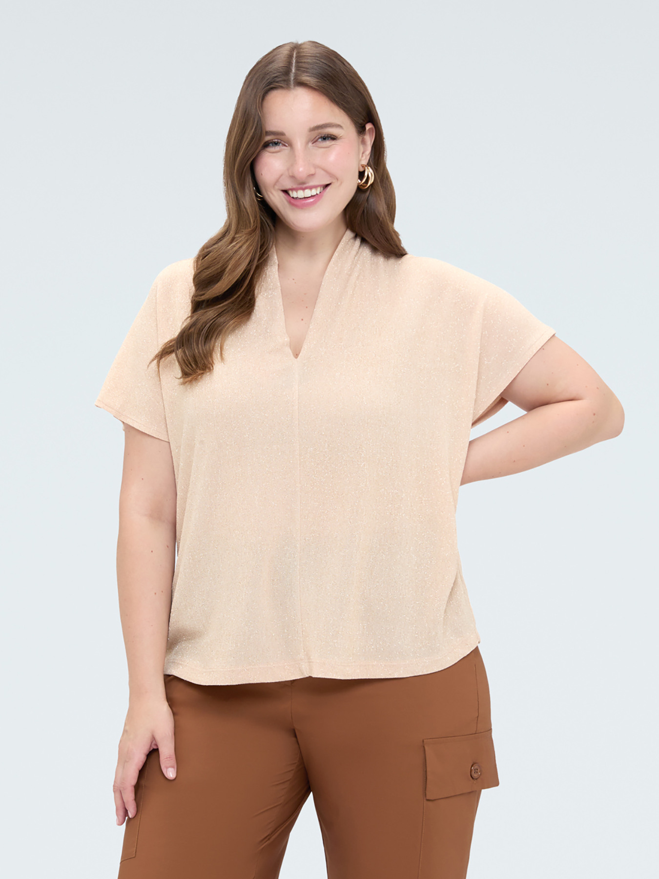 Lurex jersey T-shirt with kimono sleeves image number 2