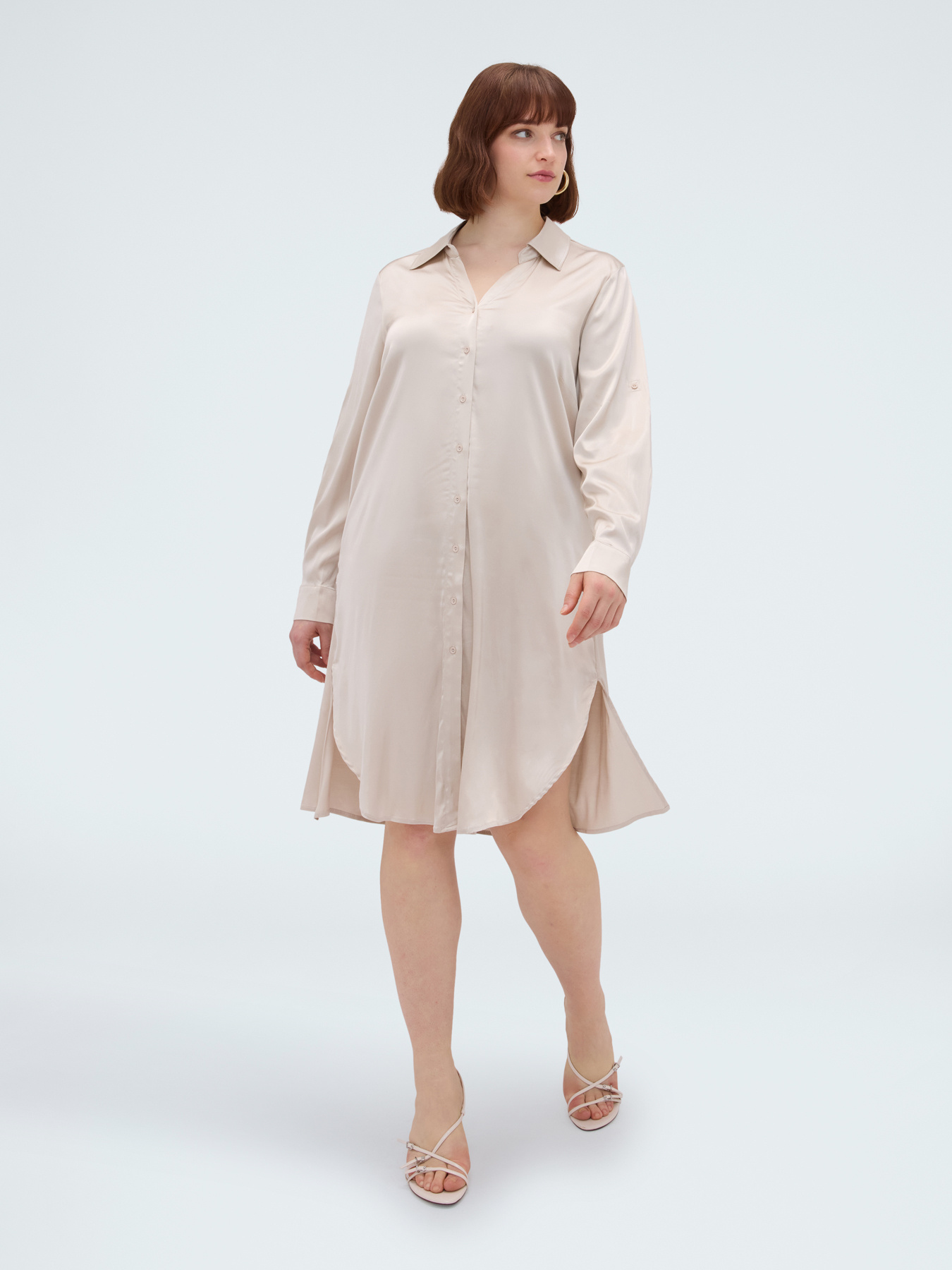 Power shirtdress in viscose satin image number 2