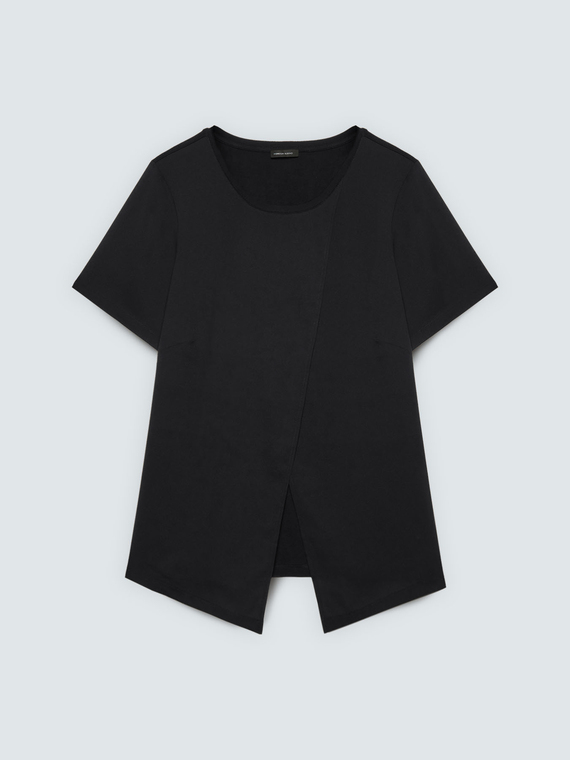 Bi-material t-shirt with wallet detail