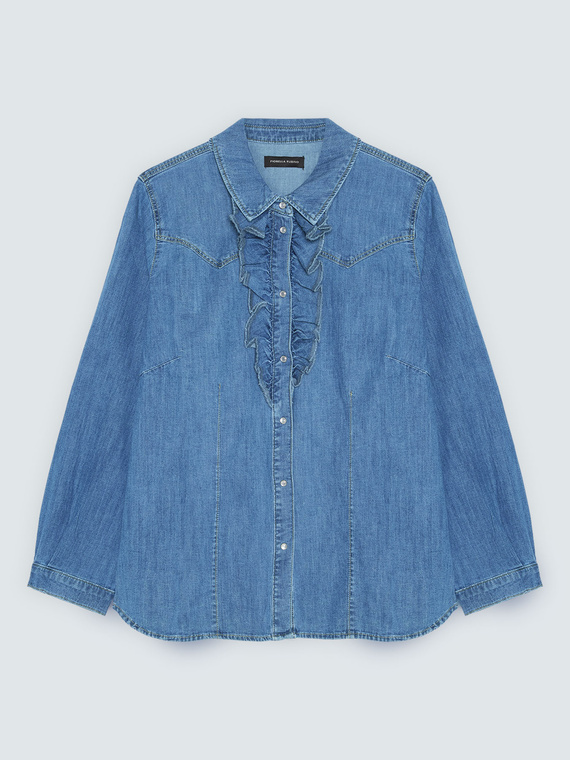 Camicia in denim con rouches