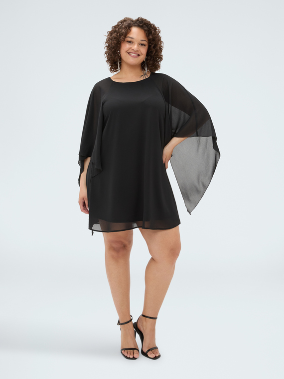 Georgette dress with maxi kimono sleeves