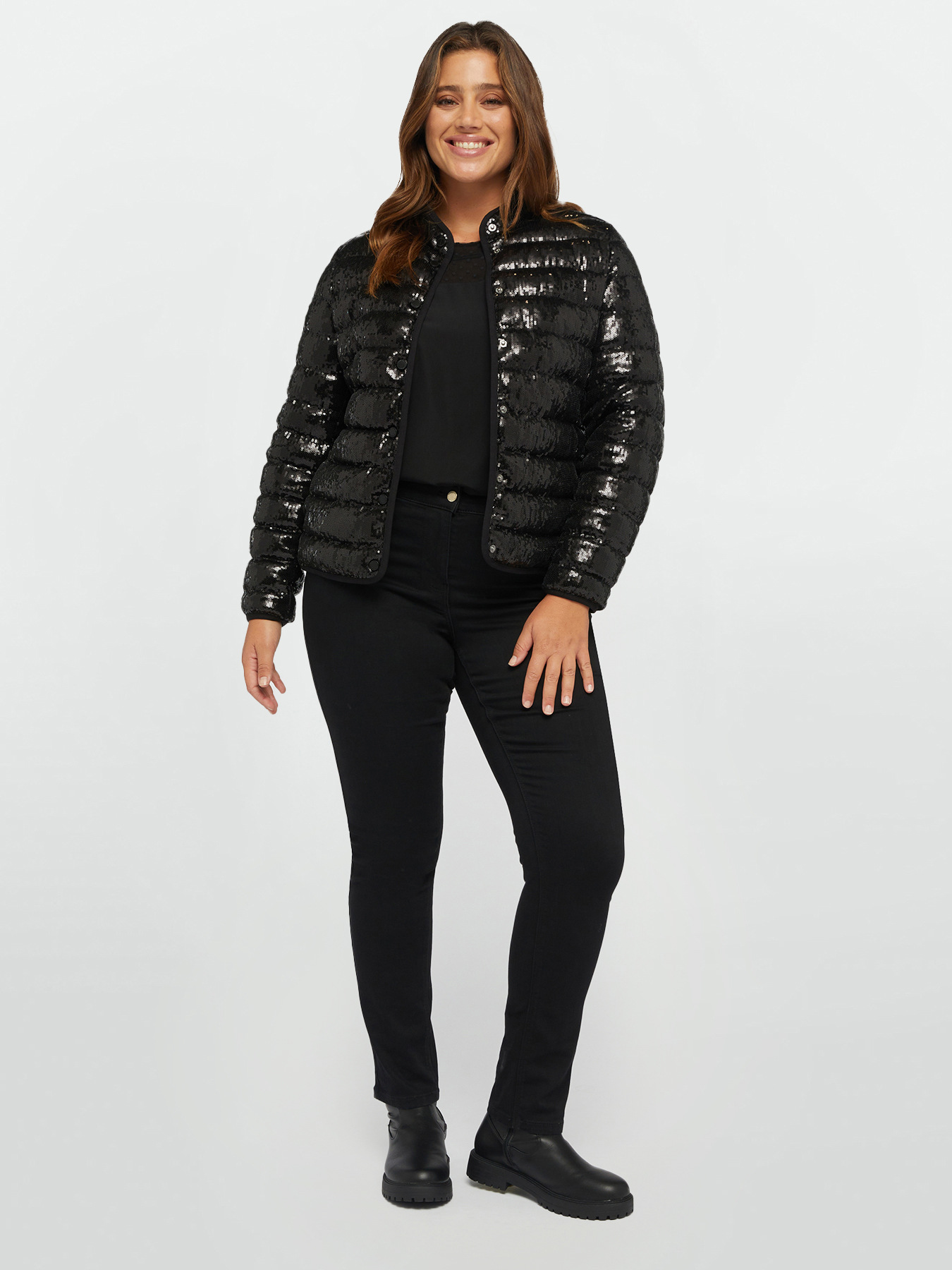 Full sequined down jacket with Sorona&reg; Aura padding image number 2
