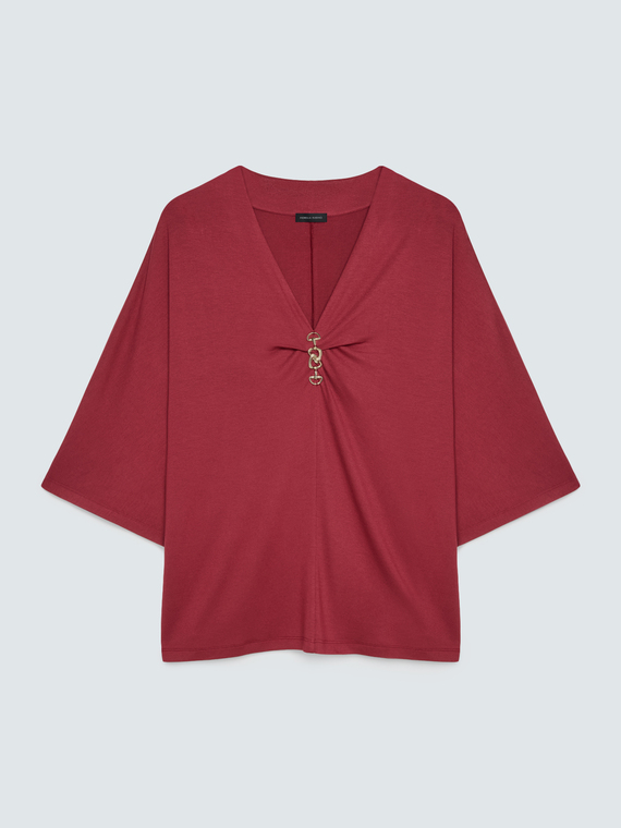 T-shirt in viscosa con dettaglio decorativo