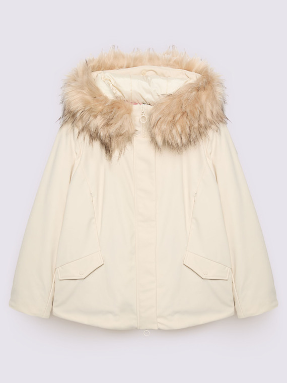 Daunenjacke mit Kapuze und Bord&uuml;re