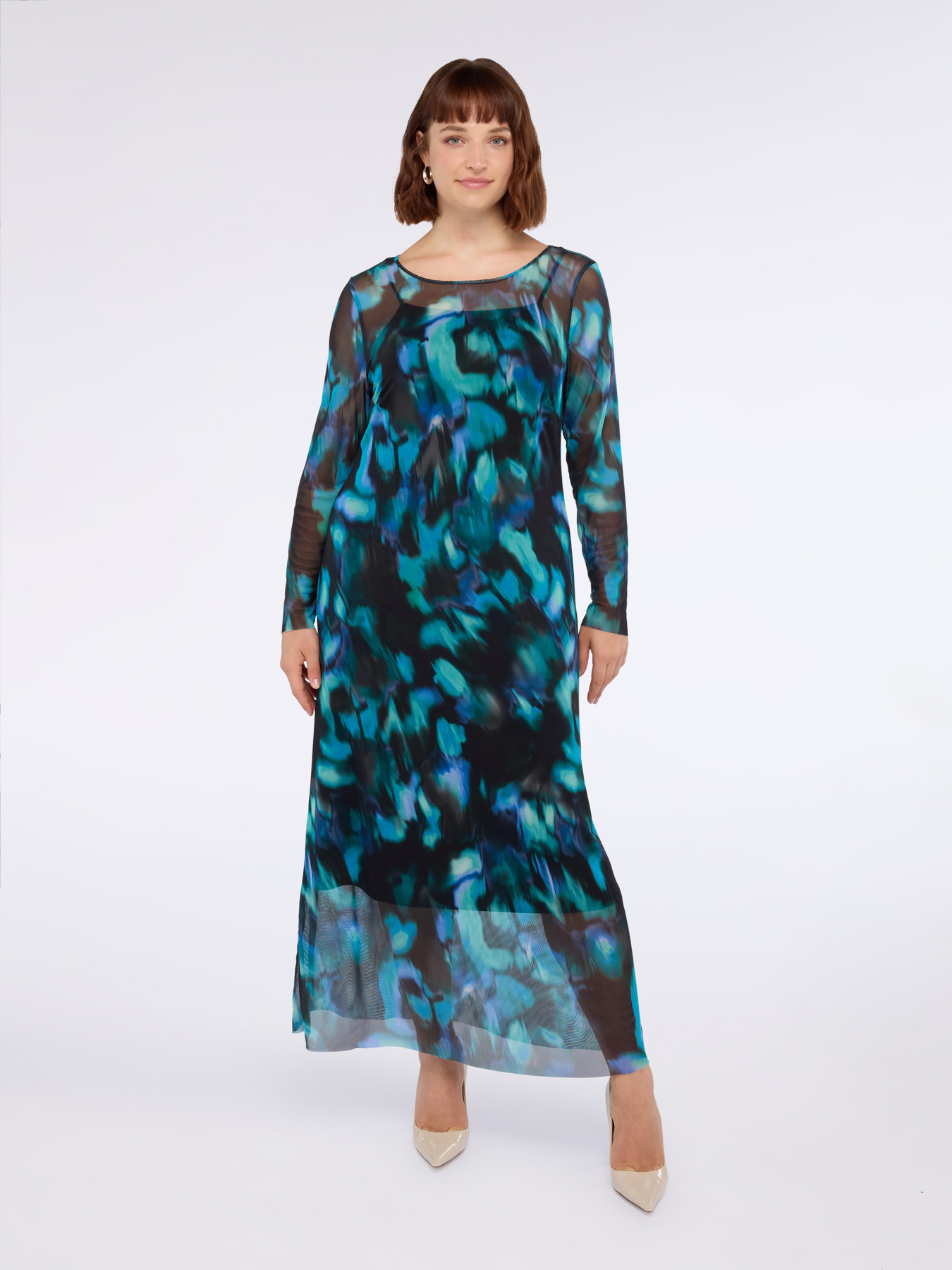 Long tulle dress with gradient print image number 4