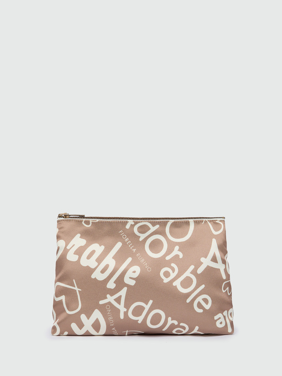 Fiorella Rubino - Pochette in raso stampato Donna, Beige Taglia: 02