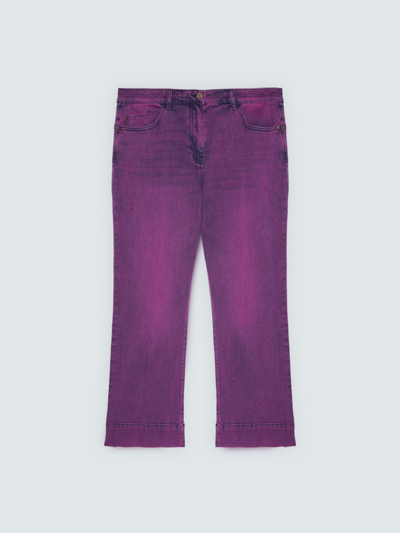 Kick Flare Jeans purple d&eacute;lav&eacute; wash