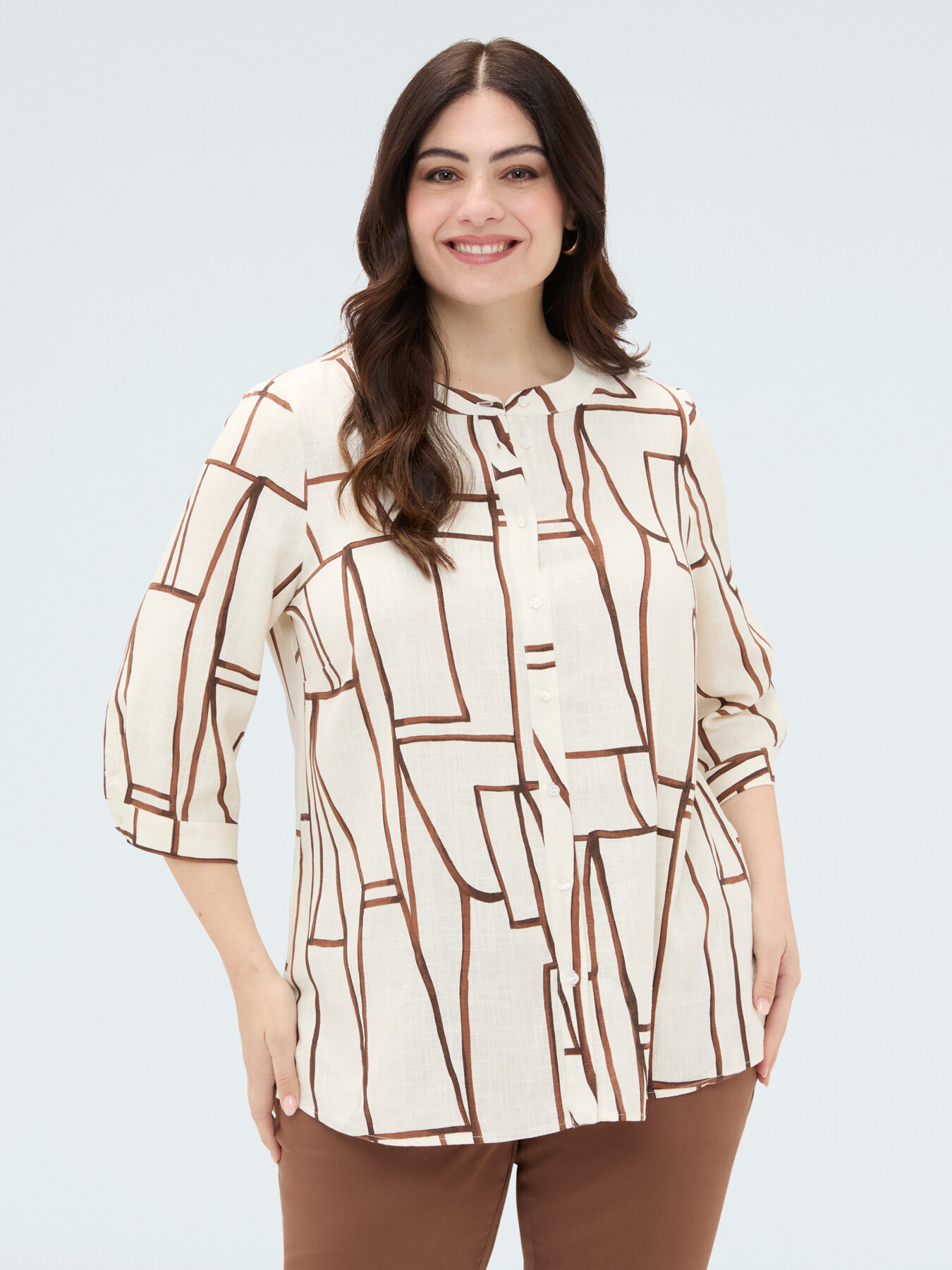 Blouse imprim&eacute; g&eacute;om&eacute;trique en viscose image number 0