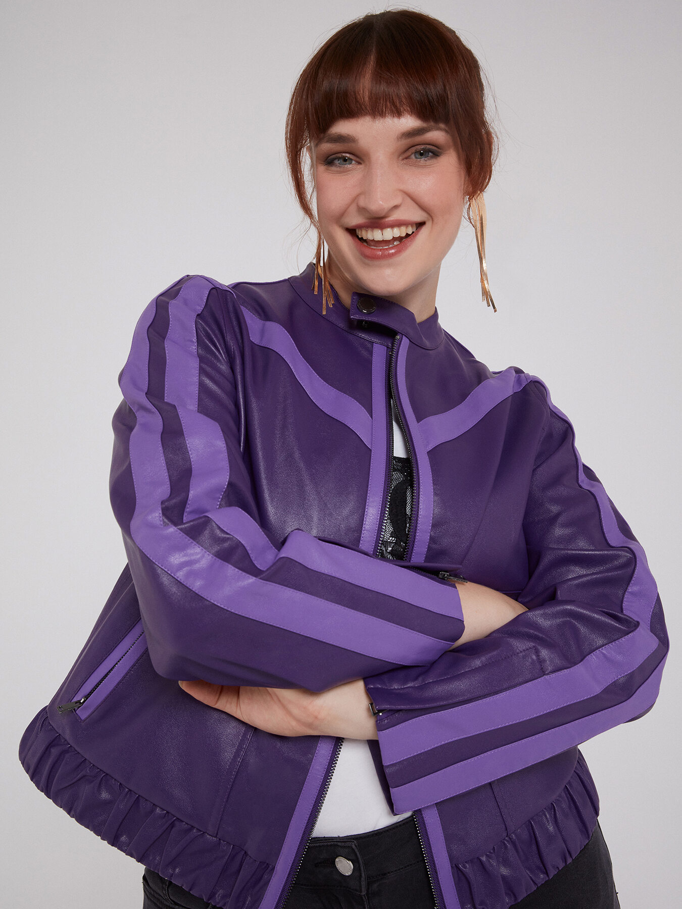 Two-tone biker jacket image number 2