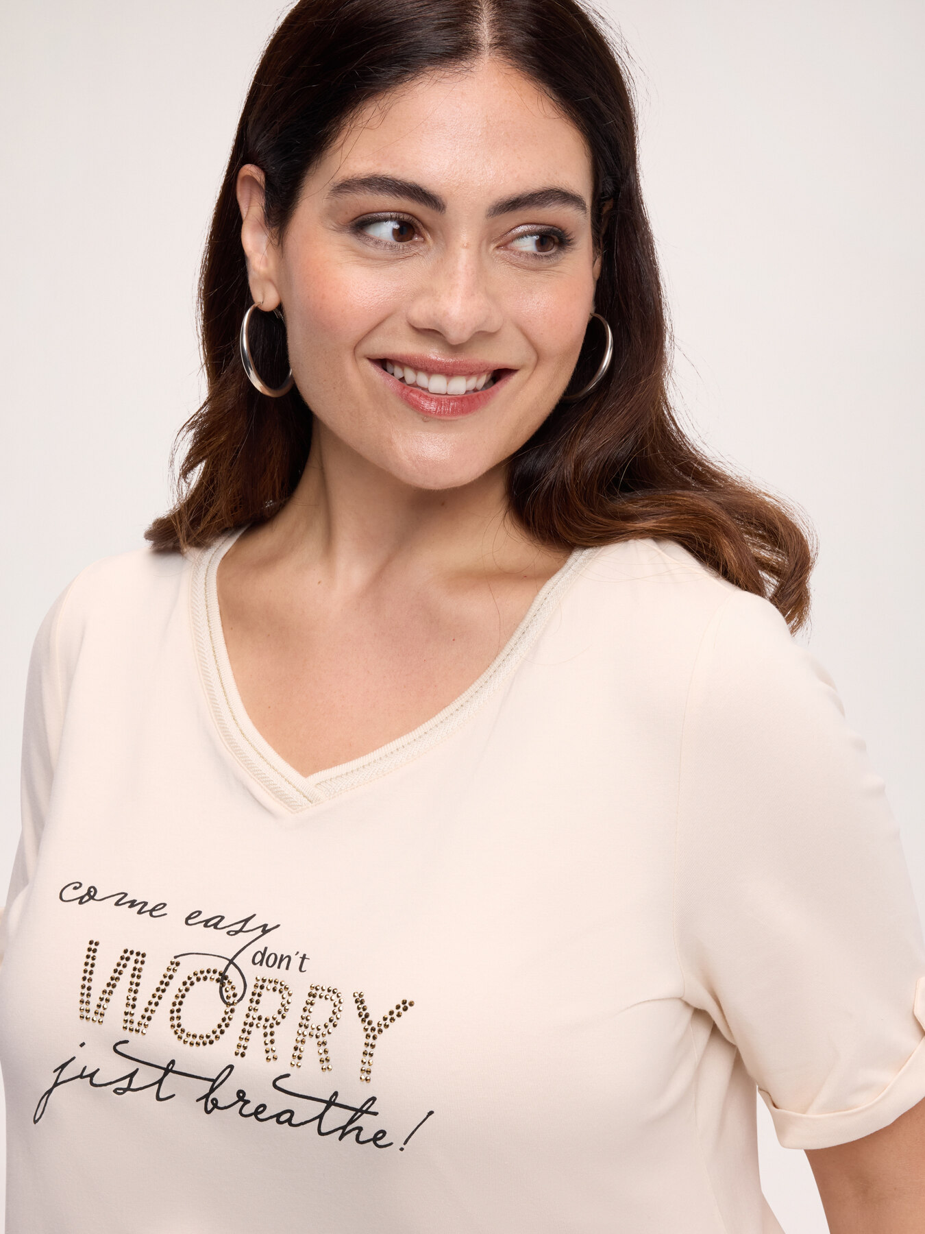 T-shirt en coton avec inscription motivante image number 3