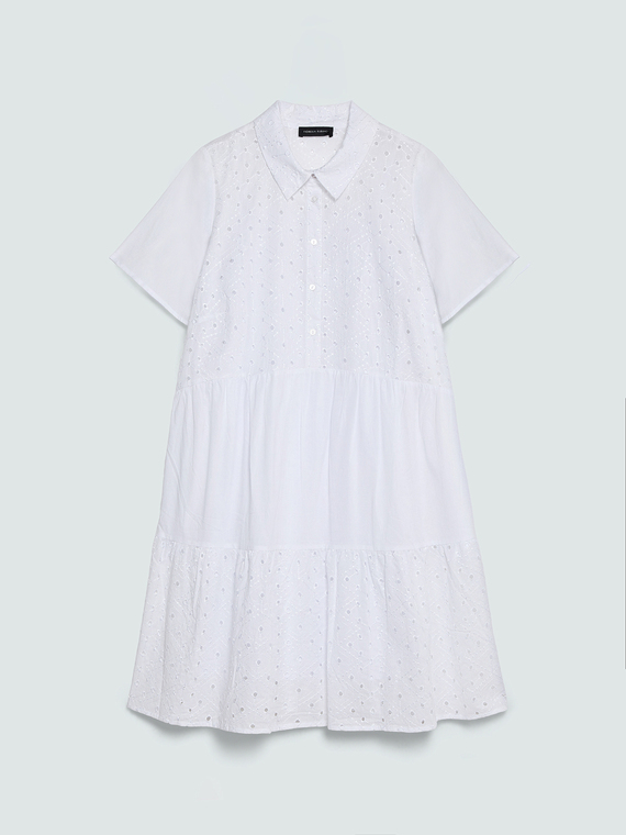 Smile ruffled dress in sangallo