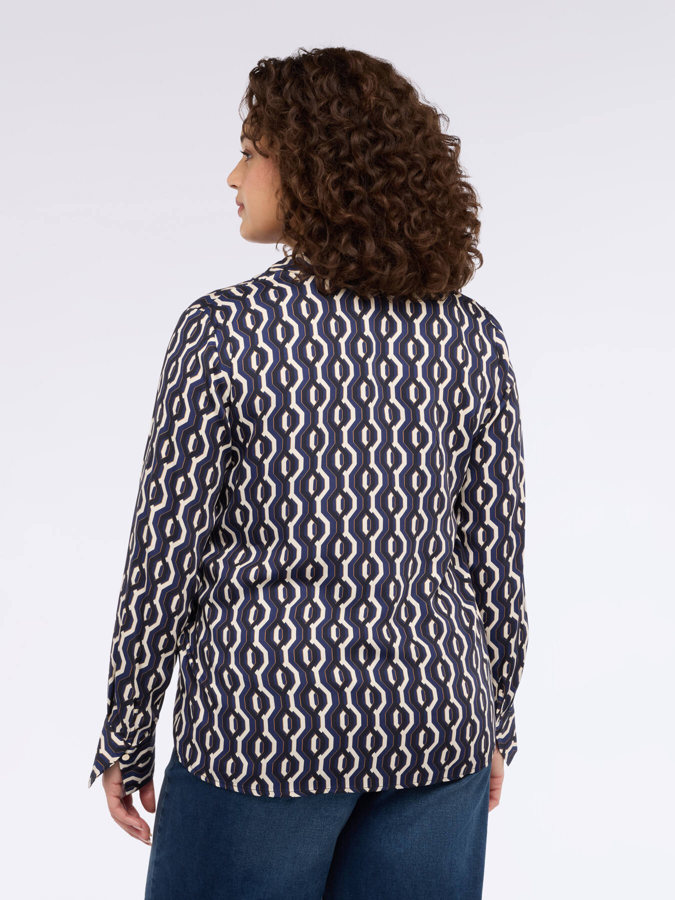 Geometric print satin blouse image number 1