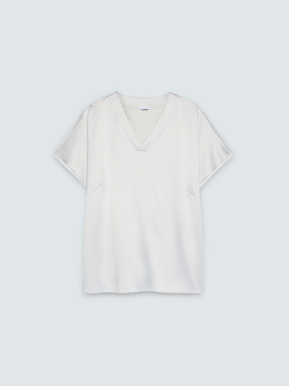Zweifarbiges T-Shirt aus Viskose-Satin