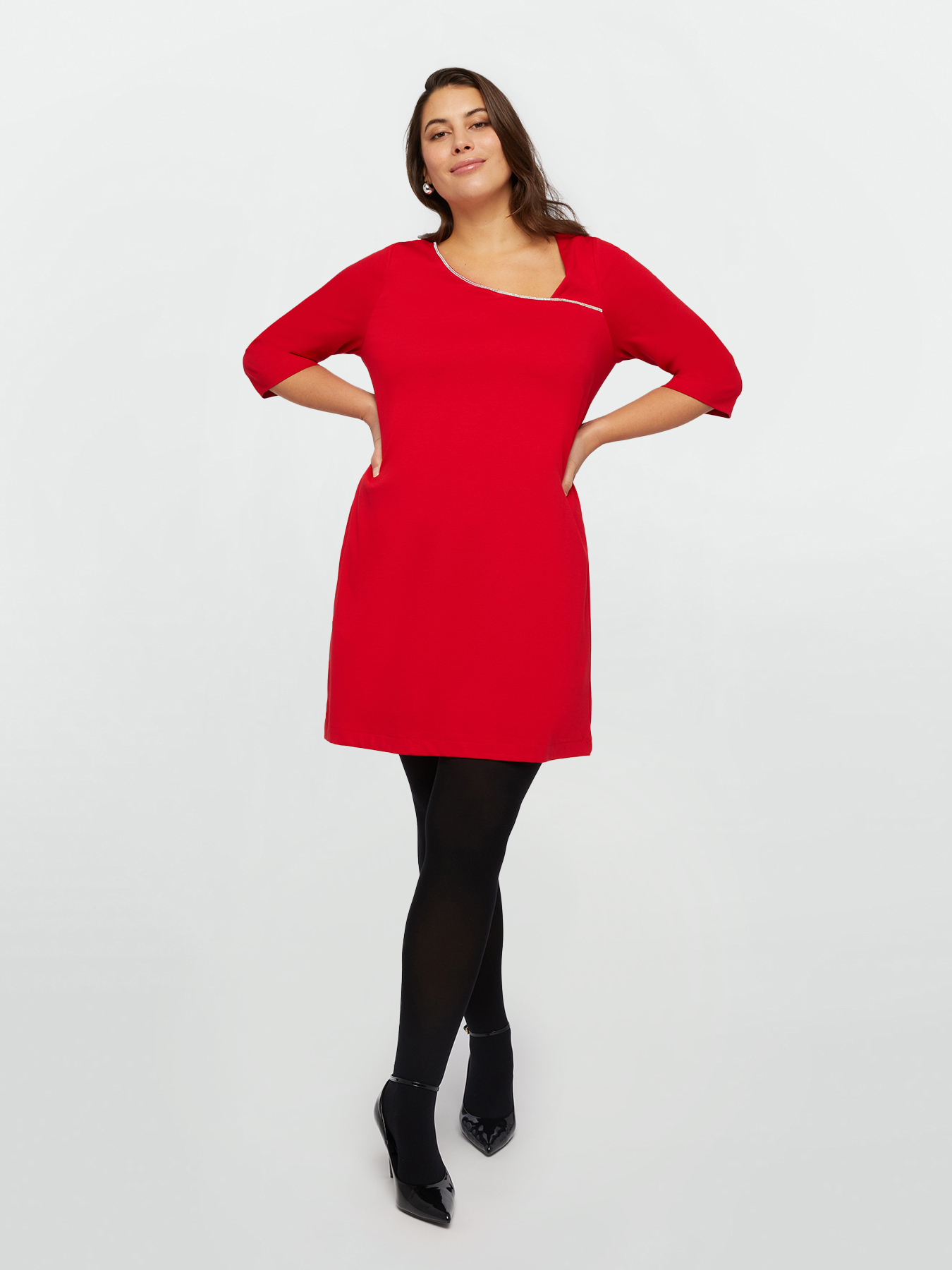 Red dress with a row of rhinestones image number 0