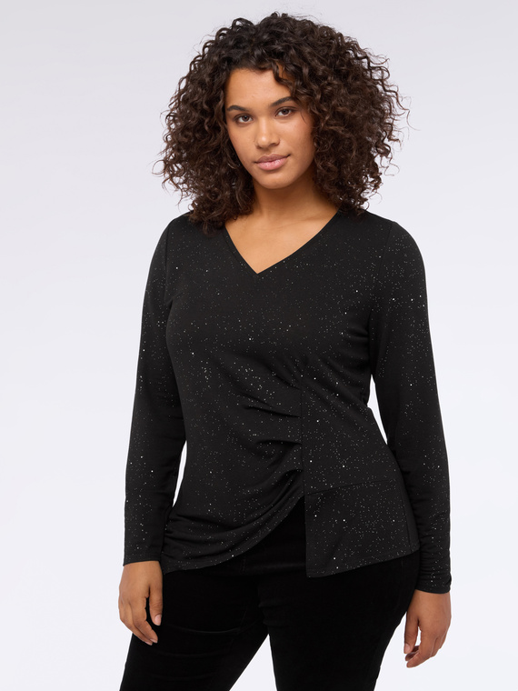 T-shirt paillet&eacute; avec drap&eacute; lat&eacute;ral