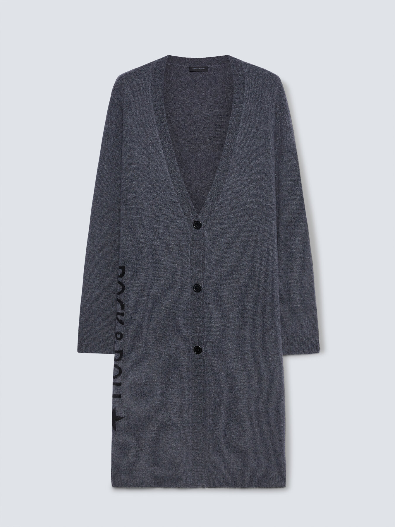 C&aacute;rdigan largo con texto lateral image number 4