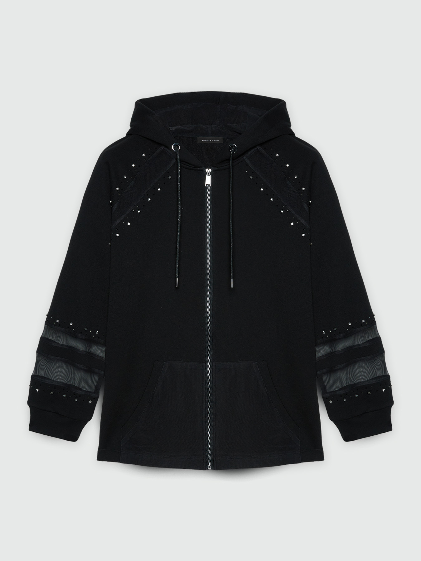 Sweat-shirt avec inserts en filet et strass image number 5