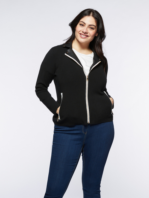 Fiorella Rubino - Maglia modello biker Donna, Nero Taglia: L (56-58 IT)