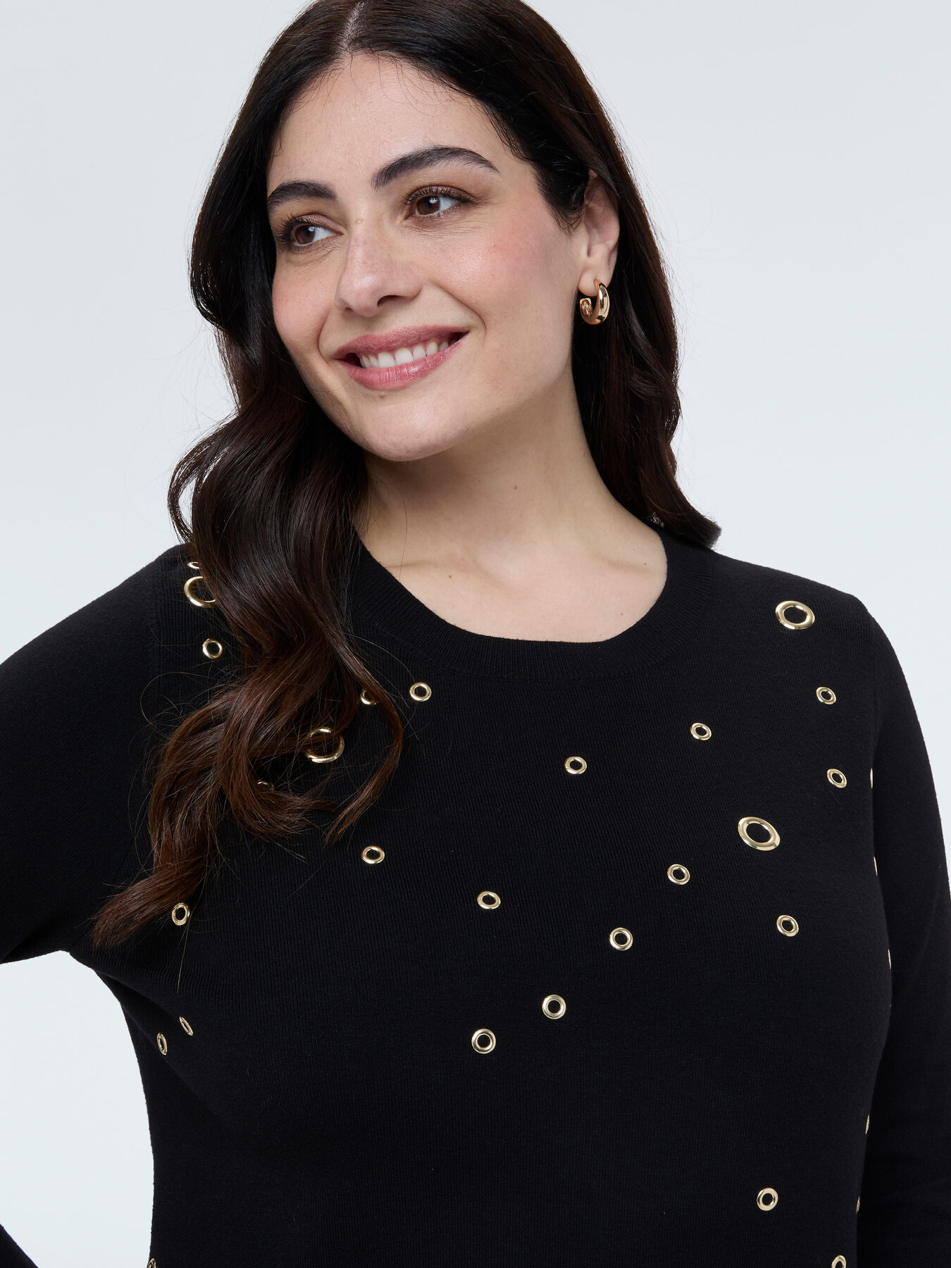 Sweater with all-over eyelets image number 3