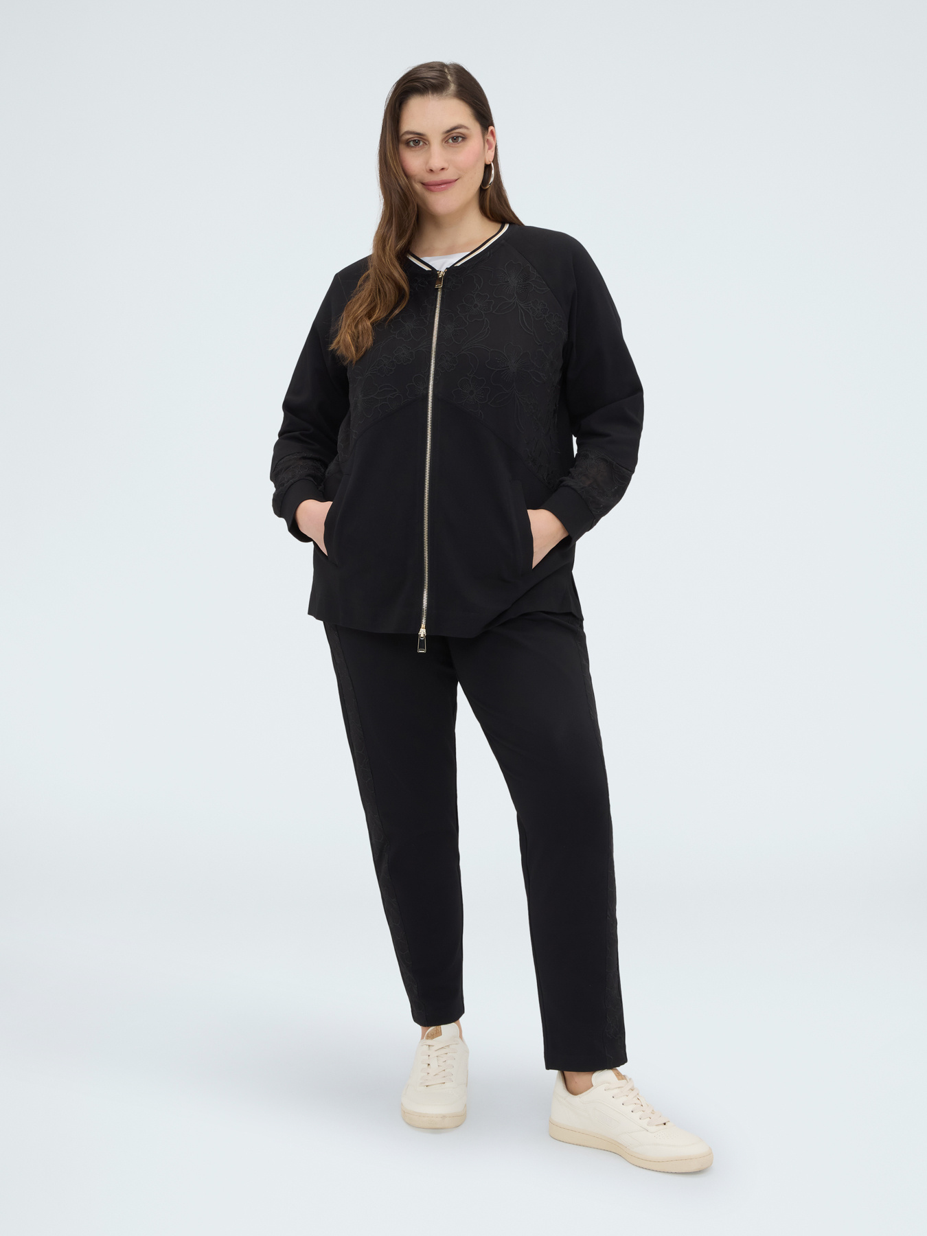 Open sweatshirt with floral embroidery image number 0