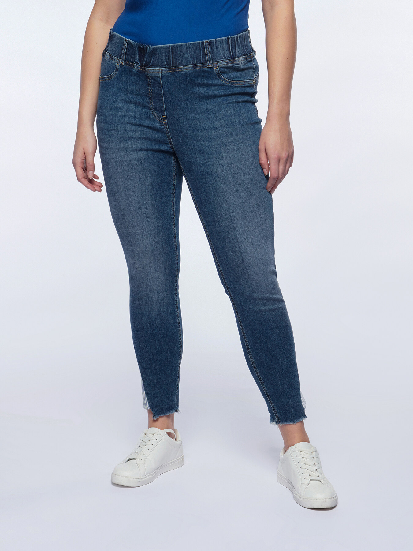 Jeans skinny con inserto a righe image number 0