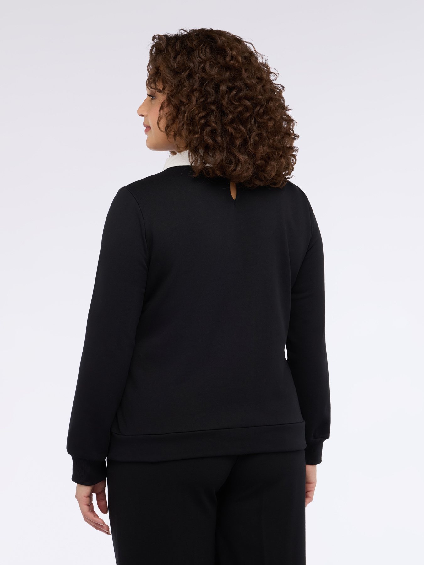 Sweatshirt mit Kragen und Perlen image number 1