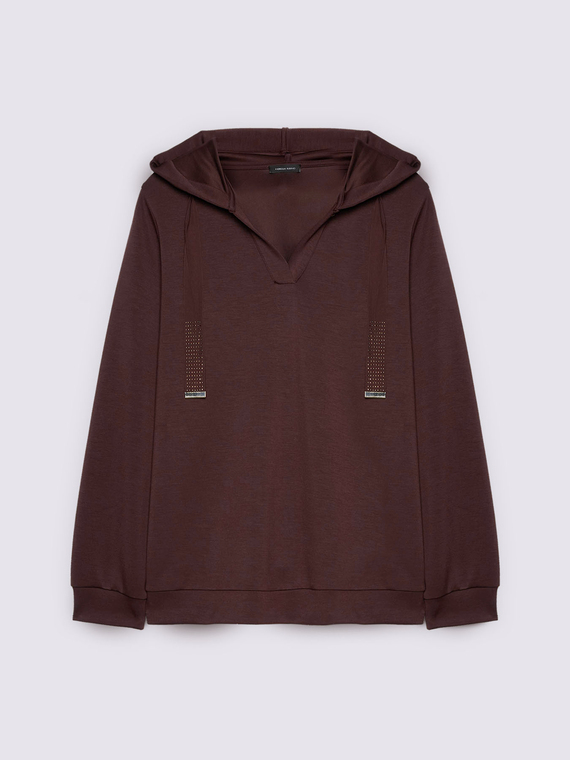 Felpa con cappuccio e coulisse con punti luce
