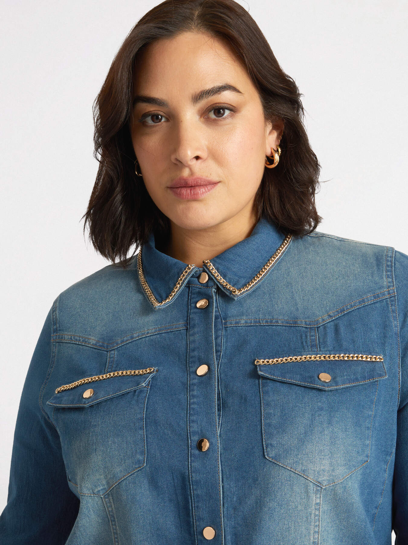 Camicia in denim con dettaglio catene image number 3