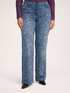 Straight jeans with jacquard embroidery image number 0
