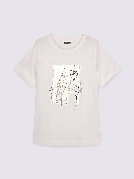 T-shirt in jersey con stampa