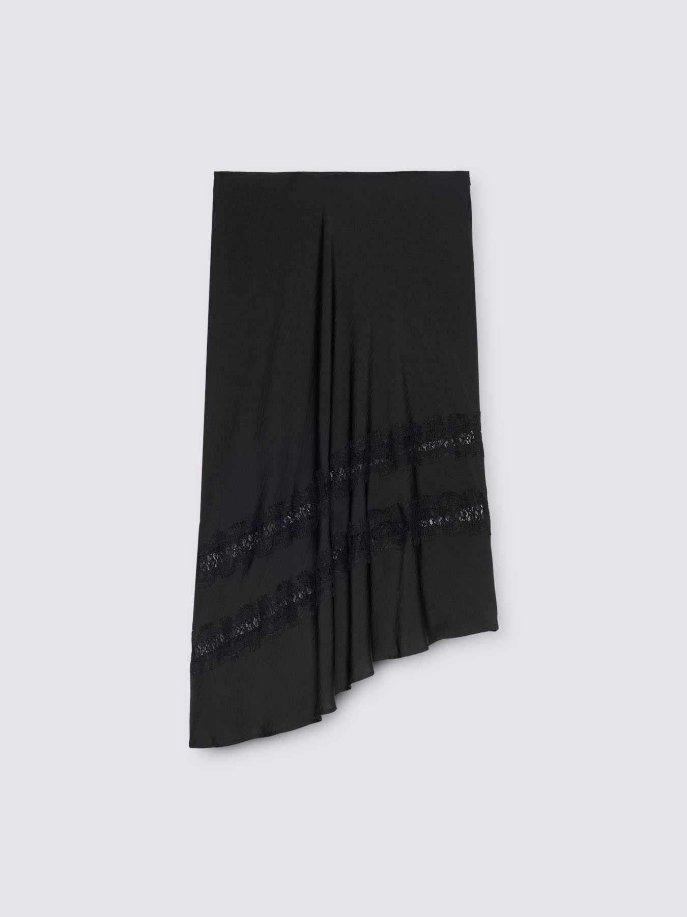 Long flared skirt in satin with lace image number 5