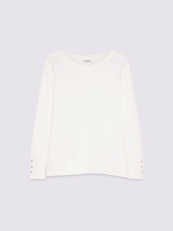 Maglia a maniche lunghe con scollo barchetta