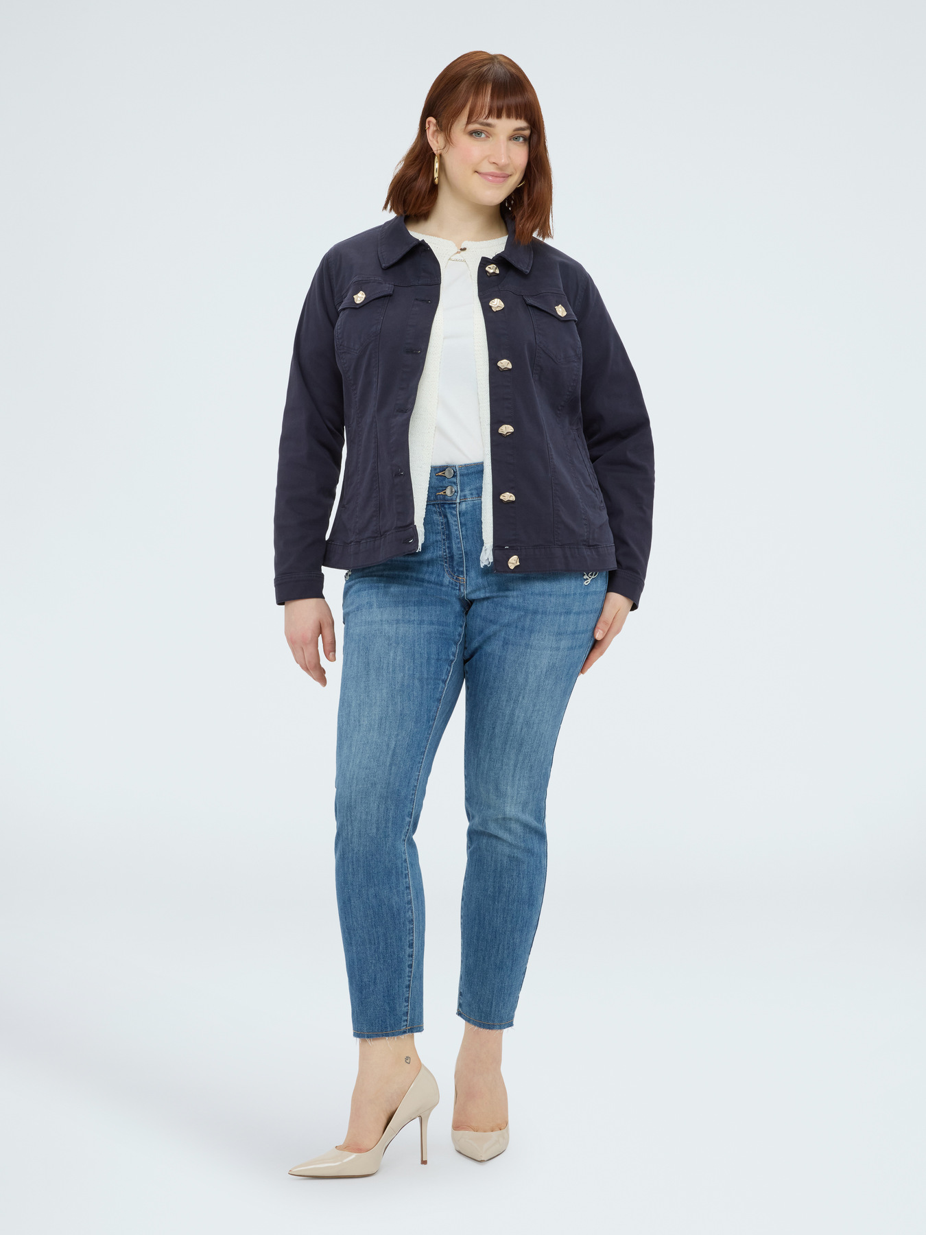 Denim jacket with decorative buttons image number 2