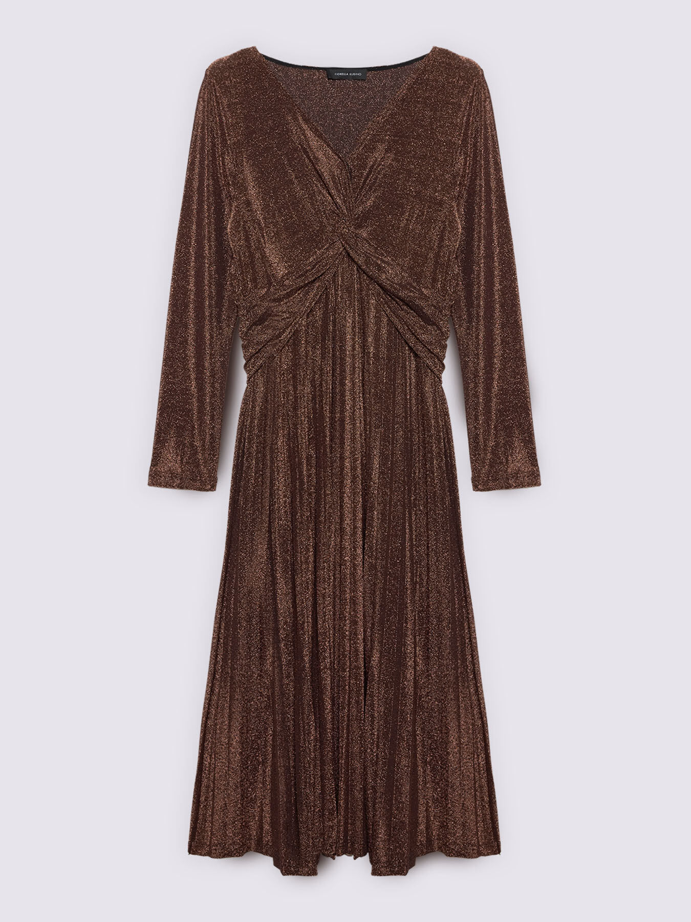 Long DREAM dress in lurex jersey with pleated skirt image number 4