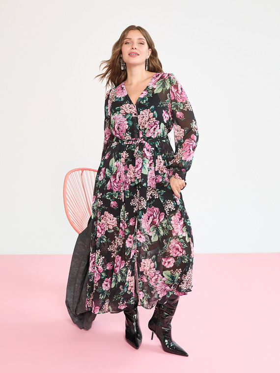 Long dress with floral print