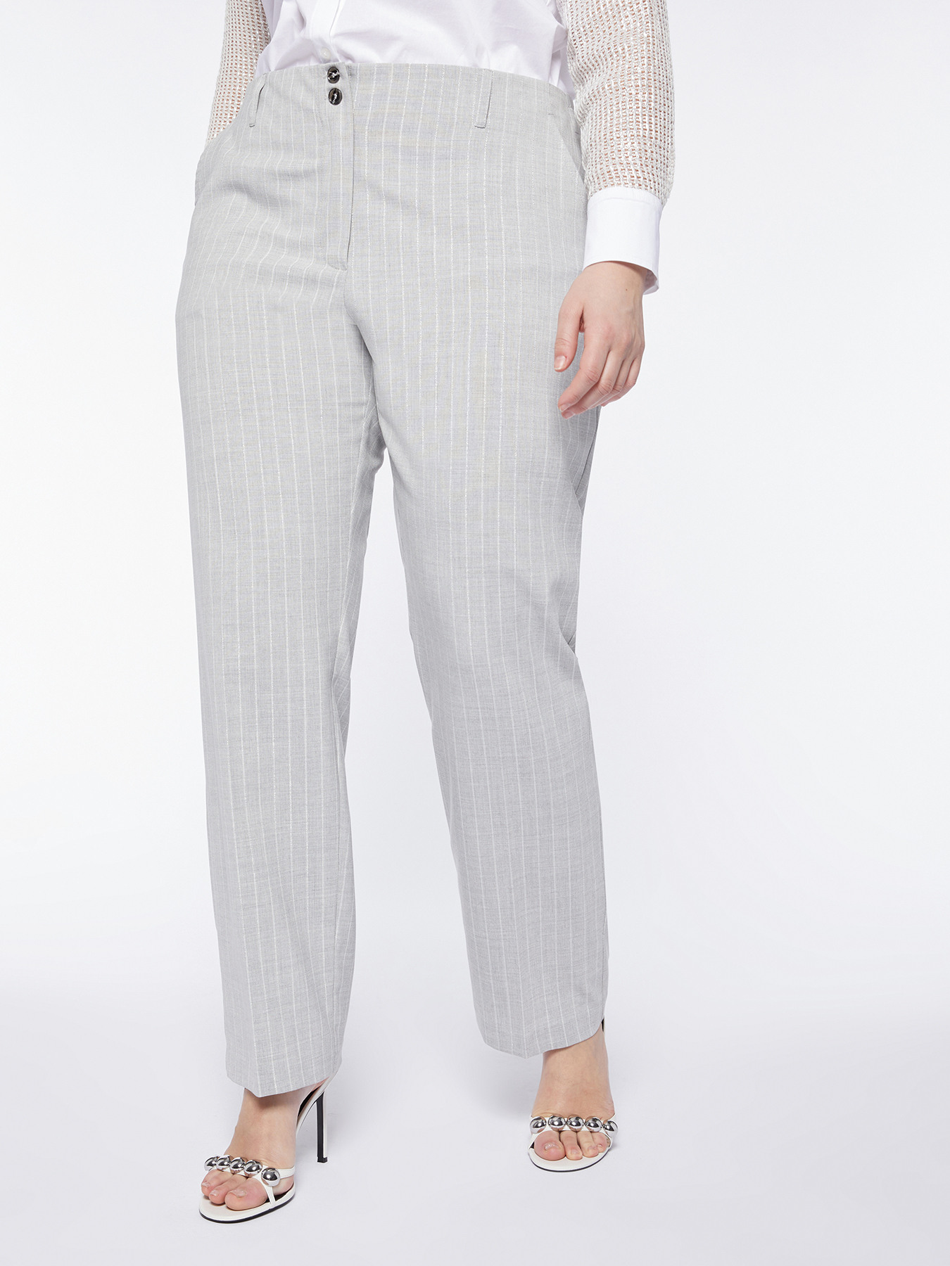 Lurex pinstriped fabric trousers image number 0