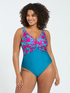 Crossover one-piece swimsuit tropical print image number 0
