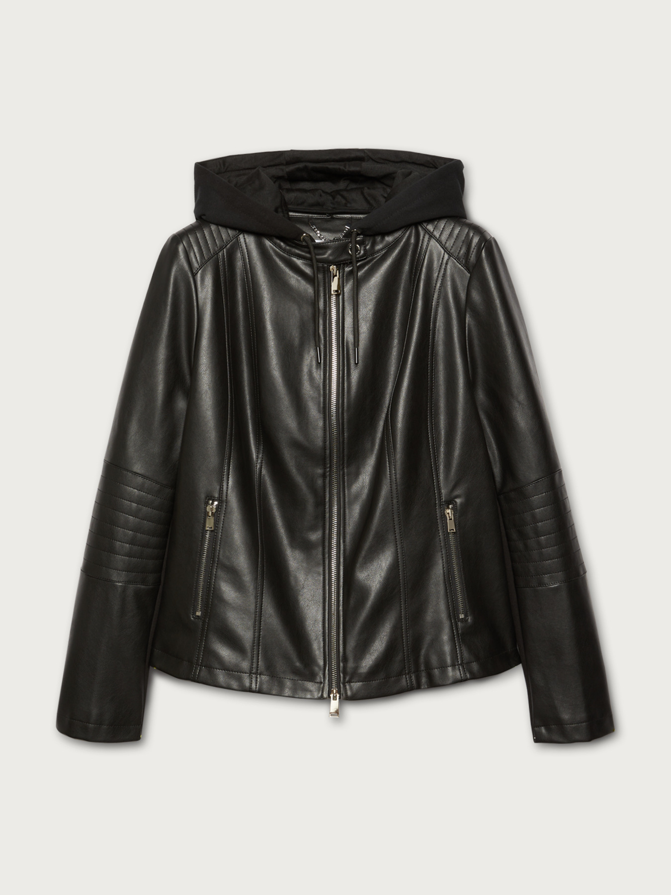 Giubbotto in similpelle con cappuccio in felpa image number 3