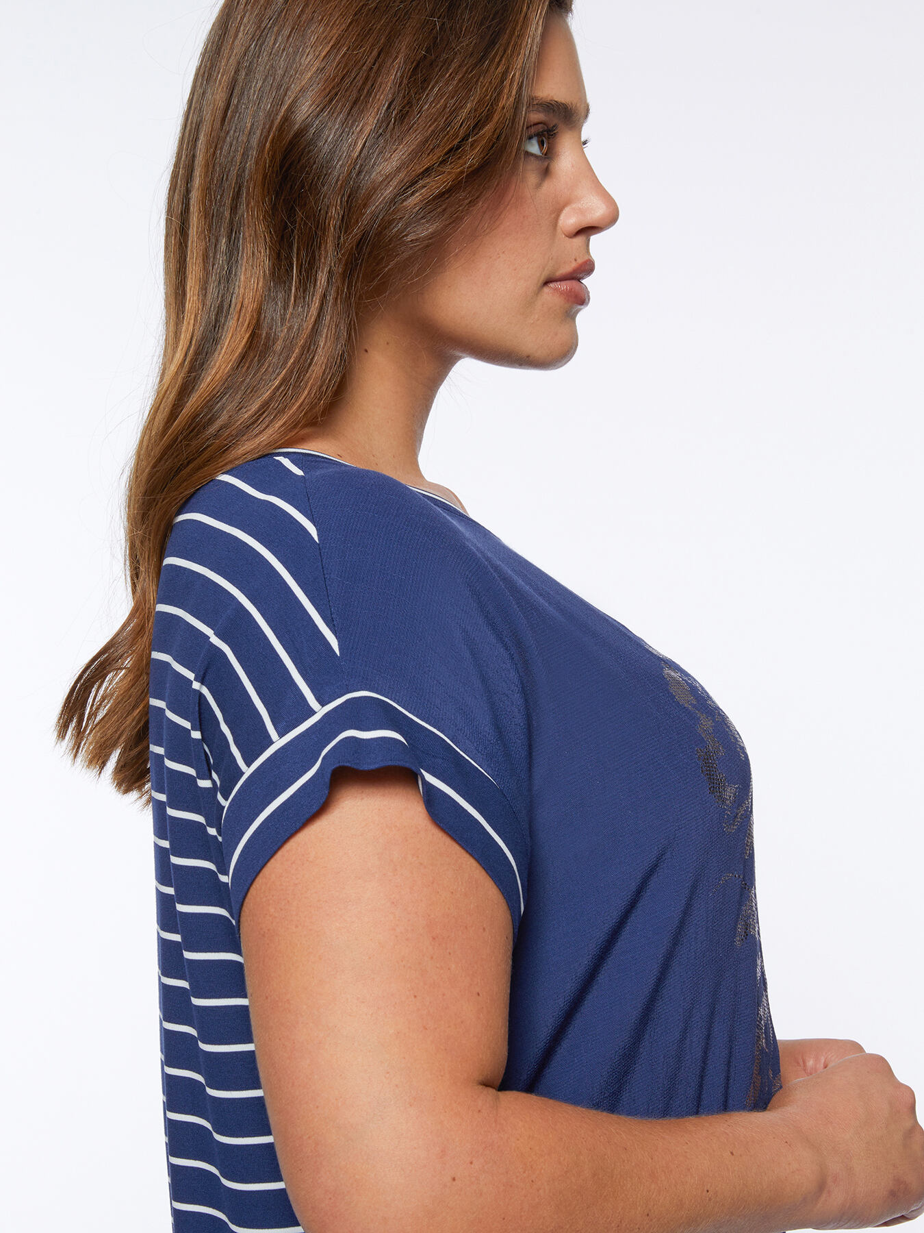 T-shirt with print and striped back image number 2
