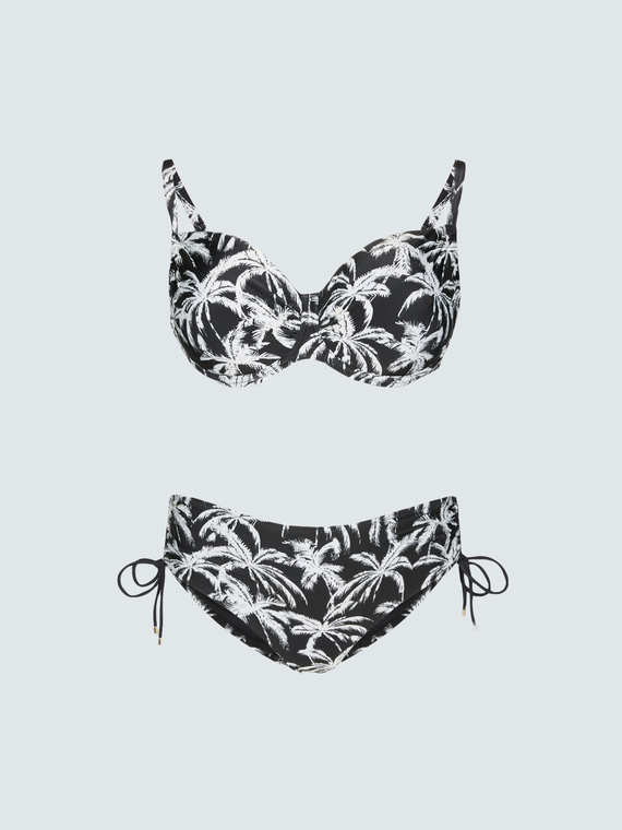 Bikini mit tropischem Print und Schn&uuml;ren