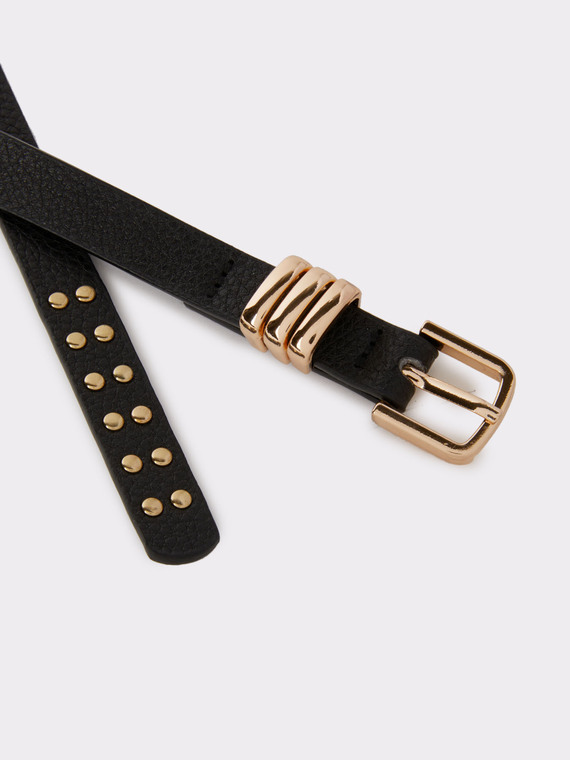 Faux leather belt with studs
