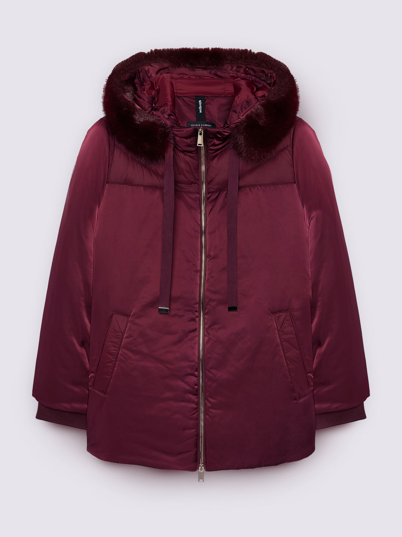 Bi-material down jacket with hood image number 4